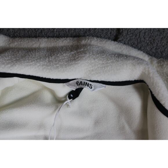 New Rains Coats Mens XL White Heavy Long Fleece Jacket Fossil Button Pockets - Picture 13 of 14